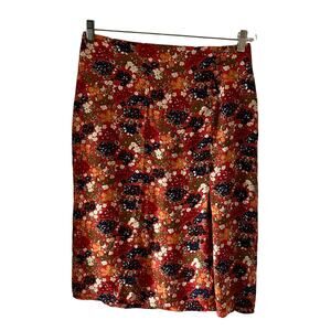 C.C. Outlaw Orange Floral Print Skirt Woman Size 8 Cottagecore